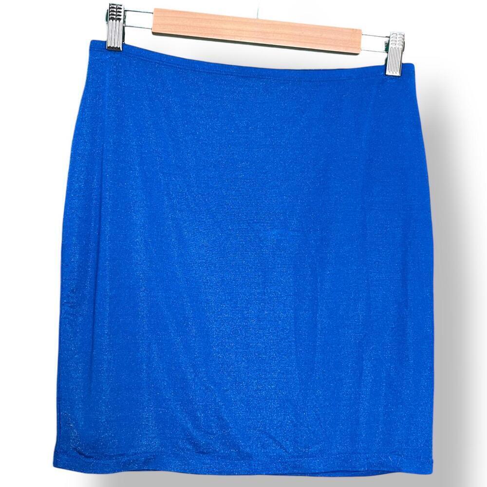 Vintage Hotkiss Blue Shimmery Mini Skirt Made in USA